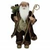 Northlight 24" Gold And Brown Standing Santa Claus Christmas Figurine With Staff