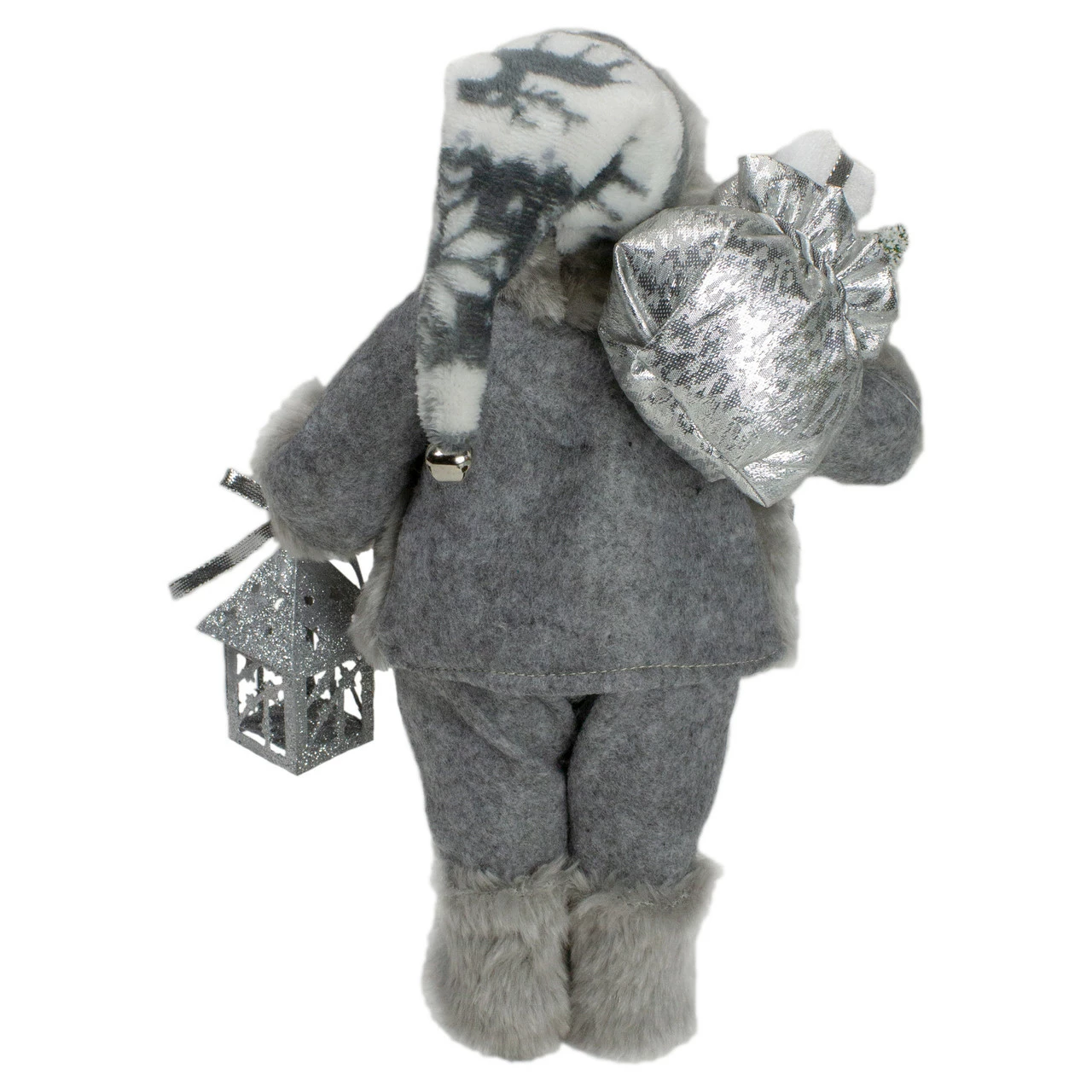Northlight 12" Gray And White Standing Santa Claus Christmas Figurine With Bag And Lantern 5 Northlight 12" Gray And White Standing Santa Claus Christmas Figurine With Bag And Lantern - Image 5