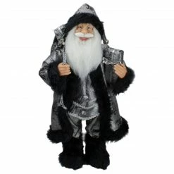 Northlight 24" Silver And Black Santa Claus With Gifts Christmas Figure