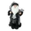 Northlight 16" Silver And Black Standing Santa Claus Christmas Figurine With Gifts