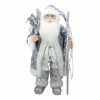 Northlight 24" Blue And Silver Ice Palace Santa Claus With Staff And Bag Christmas Figure