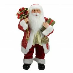 Northlight 24" Red And White Santa With Gift Bag And Presents Christmas Figure