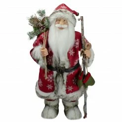 Northlight 24" Snowflake Santa Claus With Staff And Mittens Christmas Figure