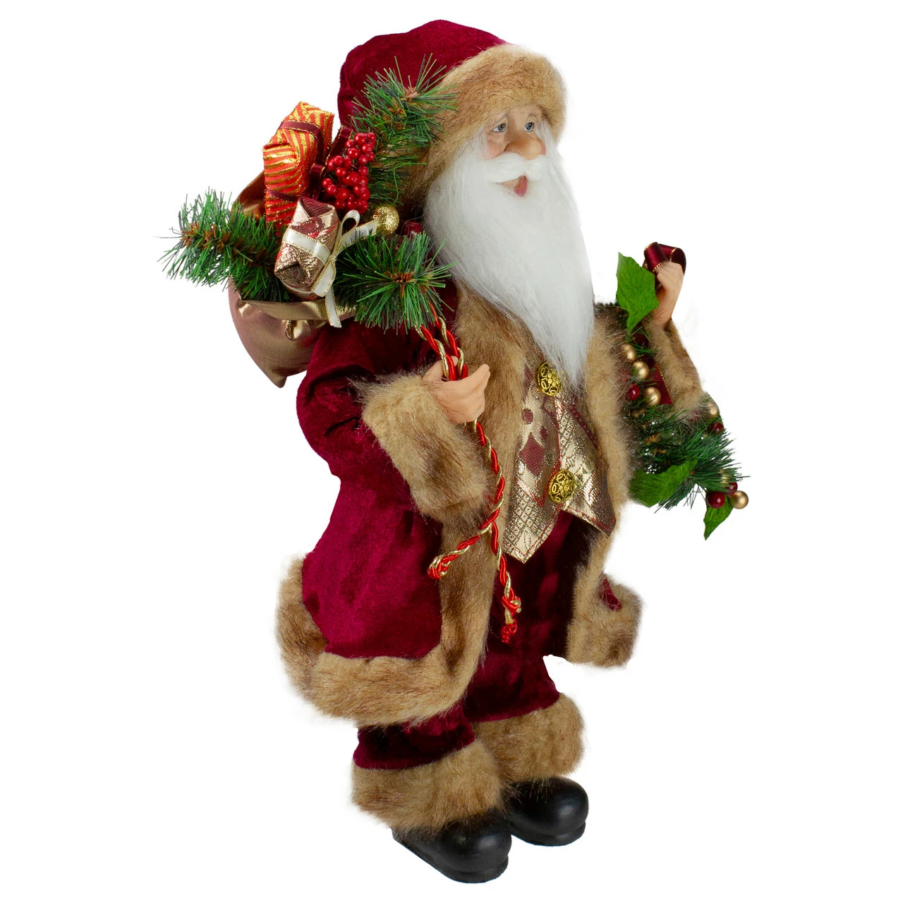 Northlight 18" Red Santa Claus Holding A Wreath And Gift Bag Christmas Figurine 3 Northlight 18" Red Santa Claus Holding A Wreath And Gift Bag Christmas Figurine - Image 3