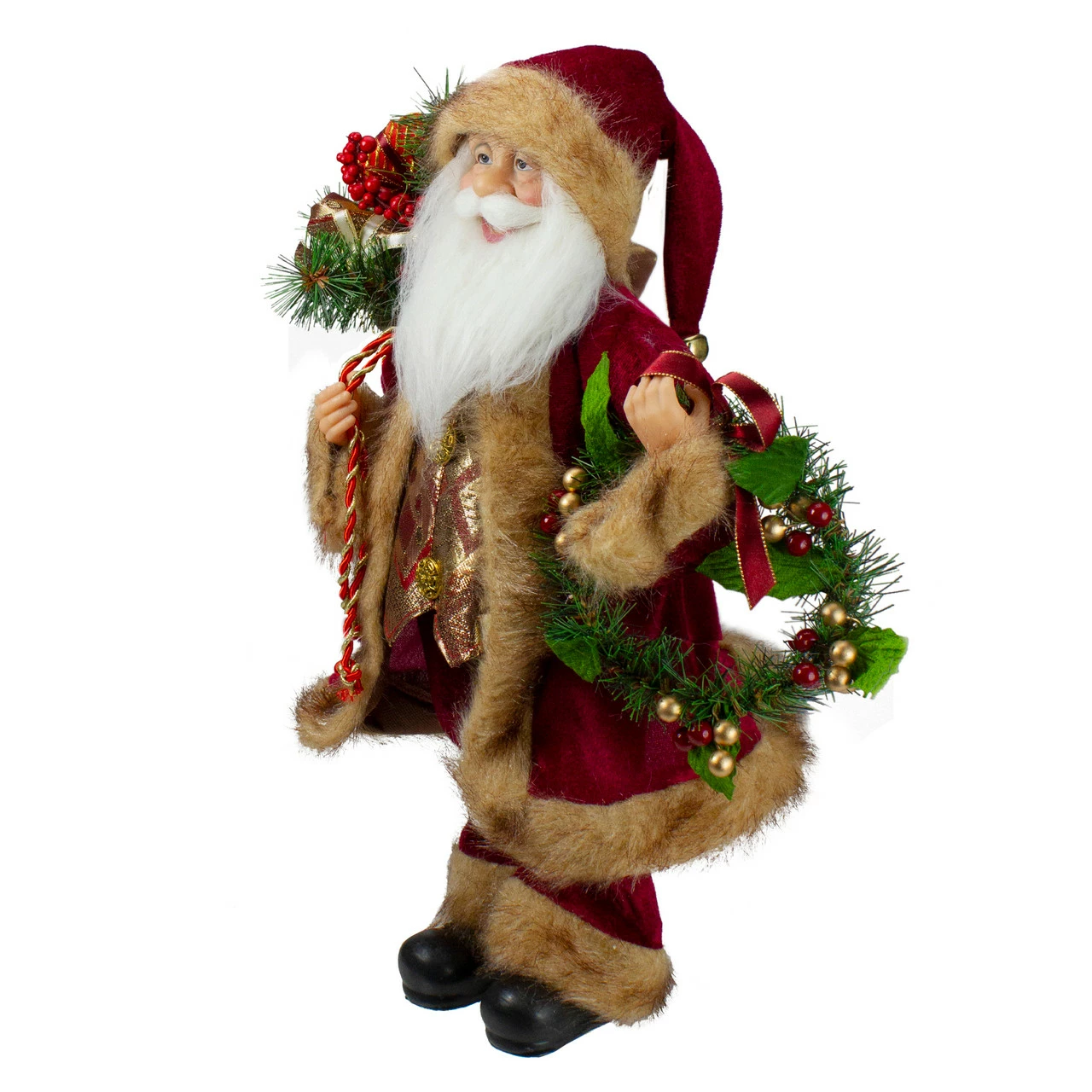 Northlight 18" Red Santa Claus Holding A Wreath And Gift Bag Christmas Figurine 4 Northlight 18" Red Santa Claus Holding A Wreath And Gift Bag Christmas Figurine - Image 4