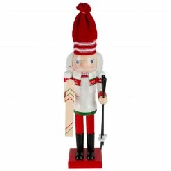 Northlight 14" Red And White Wooden Skiing Christmas Nutcracker