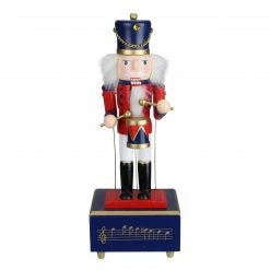 Northlight 12" Red And Black Animated Musical Christmas Nutcracker Drummer Tabletop Figurine