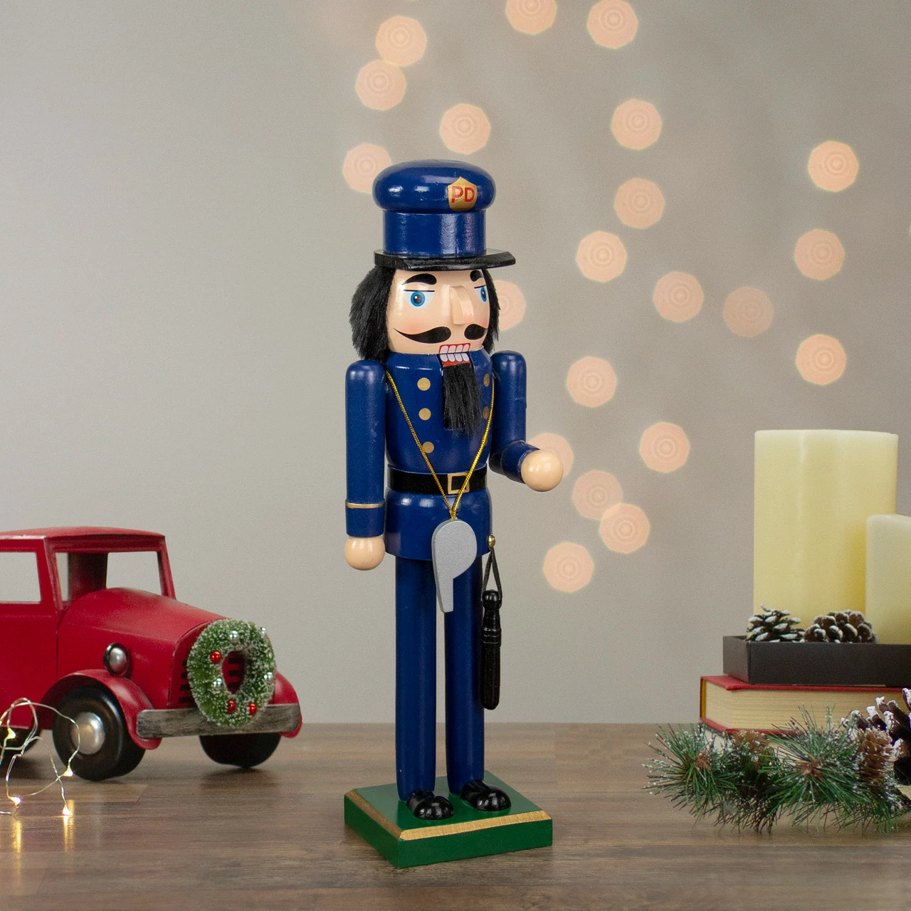 Northlight 14" Blue And Black Wooden Police Officer Christmas Nutcracker 2 Northlight 14" Blue And Black Wooden Police Officer Christmas Nutcracker - Image 2
