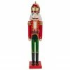 Northlight 35.5" Red And Green Velvet Wooden Christmas Nutcracker King