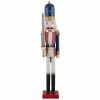 Northlight 48.25" Blue And White Christmas Nutcracker Soldier With Sword