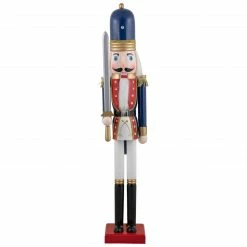 Northlight 48.25" Blue And White Christmas Nutcracker Soldier With Sword