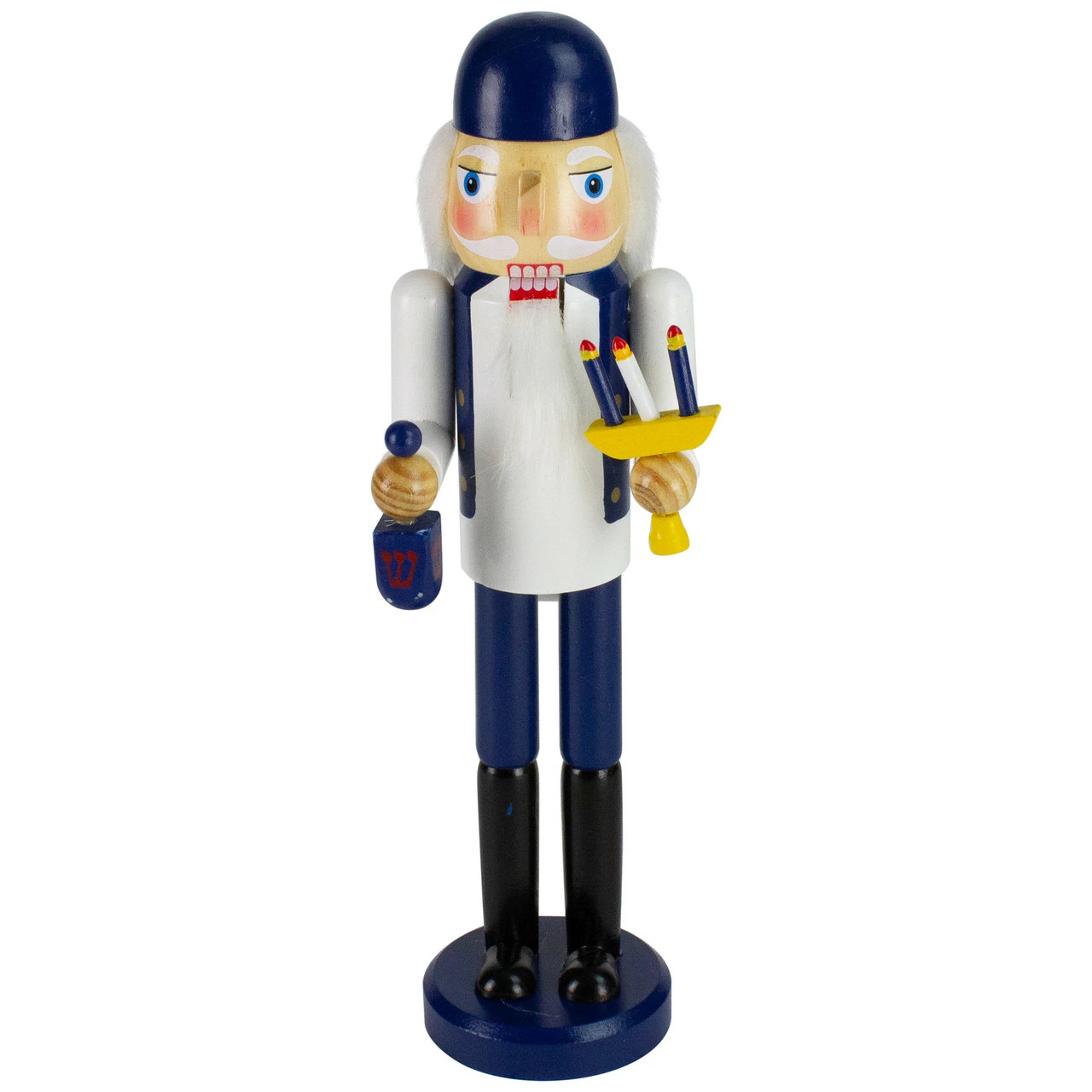 Northlight 14" Wooden Hanukkah Nutcracker With Menorah And Dreidel 1 Northlight 14" Wooden Hanukkah Nutcracker With Menorah And Dreidel