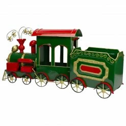 Northlight 34" Green, Red And Gold Metal Train Figurine Tabletop Christmas Decoration