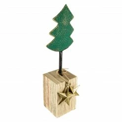 Northlight 16.75" Green Metal Tree In Chunky Wood Base Christmas Decor -Northlight Shop northlight fh93186 2updated 16123.1647652766