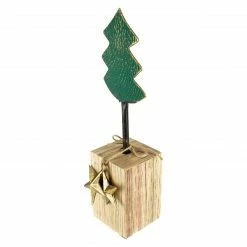 Northlight 16.75" Green Metal Tree In Chunky Wood Base Christmas Decor -Northlight Shop northlight fh93186 3updated 44248.1647652767