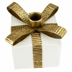 Northlight 4.5" White Metal Gift Box Christmas Taper Candle Holder -Northlight Shop northlight fh93194 4 59190.1647998795