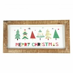 Northlight 11.75" Framed Merry Christmas With Trees Wall Sign