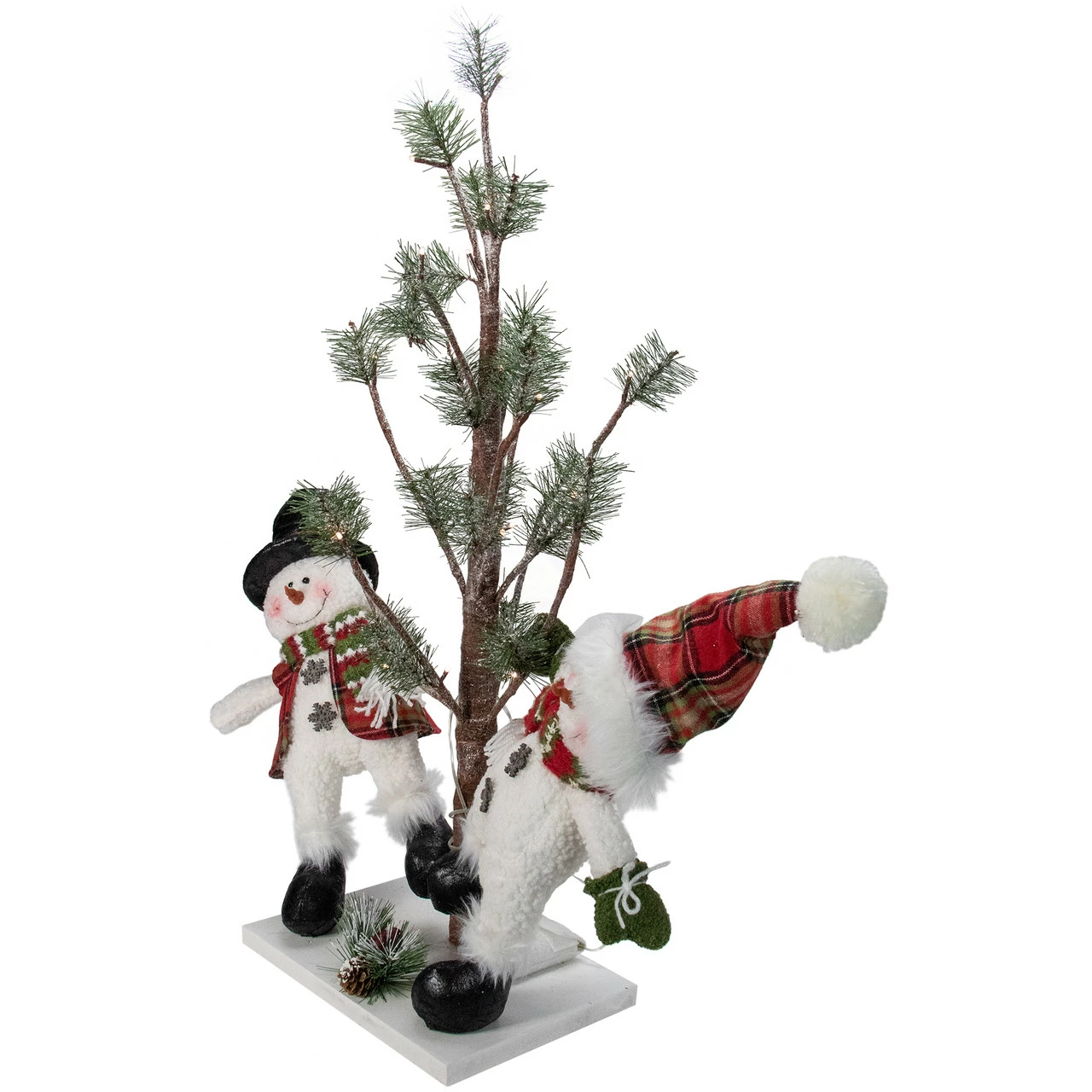 Northlight 34" Snowmen Friends With Pre-Lit LED Pine Tree Christmas Tabletop Decor 4 Northlight 34" Snowmen Friends With Pre-Lit LED Pine Tree Christmas Tabletop Decor - Image 4