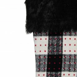 Northlight 21" Black And Ivory Plaid With Dots And Faux Fur Cuff Christmas Stocking -Northlight Shop northlight fo26657 2 sample 10252.1608349774