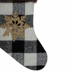 Northlight 18-Inch Black And White Buffalo Plaid Burlap Reindeer Christmas Stocking -Northlight Shop northlight fo26664 2 52449.1608349776
