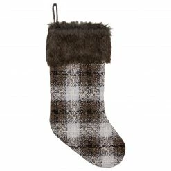 Northlight 18" Brown And White Buffalo Plaid Christmas Stocking