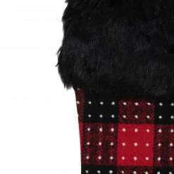 Northlight 21.5" Red And Black Plaid With Dots And Faux Fur Cuff Christmas Stocking -Northlight Shop northlight fo26684 1 32452.1608349773