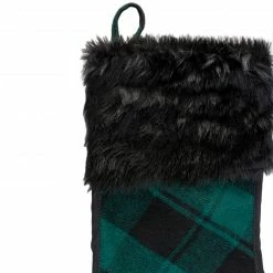 Northlight 19" Green And Black Plaid Christmas Stocking With Faux Fur -Northlight Shop northlight fo2687 2 sample 97123.1608349779