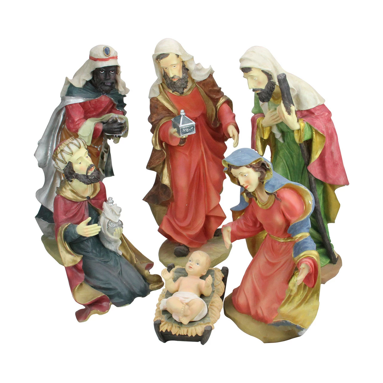Northlight 6pc Red And Green Holy Family Religious Christmas Nativity Statues 19" 1 Northlight 6pc Red And Green Holy Family Religious Christmas Nativity Statues 19"