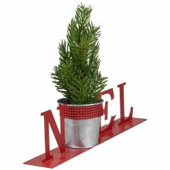 Northlight 13" Red "NOEL" Potted Faux Pine In Metal Planter Christmas Tabletop Plaque -Northlight Shop northlight hh93150 2 21405.1659647935