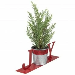 Northlight 10" Red "JOY" Potted Faux Pine In Metal Planter Christmas Tabletop Plaque -Northlight Shop northlight hh93151 2 98194.1659647931
