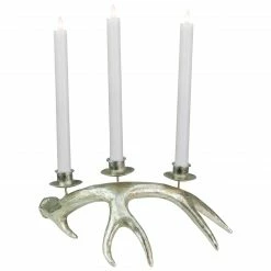 Northlight 12" Champagne Deer Antler Christmas Taper Candle Holder