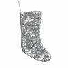Northlight 17.5" White And Gray Sequins Hanging Christmas Stocking