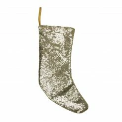 Northlight 17.5" Gray And White Sequins Accented Christmas Stocking