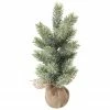 Northlight 11.75" Frosted Icy Pine Tree In Burlap Base Christmas Decoration