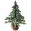 Northlight 7.5" Frosted Icy Pine Tree With Jute Base Christmas Decoration