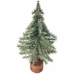 Northlight 10.5" Frosted Icy Pine Tree With Jute Base Christmas Decoration