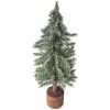 Northlight 13.75" Frosted Icy Pine Tree With Jute Base Christmas Decoration