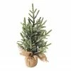 Northlight 13.25" Frosted Ice Pine Tree In Natural Jute Base Christmas Decoration