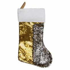 Northlight 19" Gold And Silver Sequin Christmas Stocking With White Faux Fur Cuff -Northlight Shop northlight j90433 2 09022.1608349778