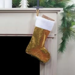 Northlight 19" Gold And Silver Sequin Christmas Stocking With White Faux Fur Cuff -Northlight Shop northlight j90433 5 68275.1608349778