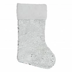 Northlight 19" White And Silver Sequin Christmas Stocking With White Faux Fur Cuff 11 Northlight 19" White And Silver Sequin Christmas Stocking With White Faux Fur Cuff -Northlight Shop northlight j90434 1 02568.1608348749