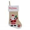 Northlight 19" Beige And Red Burlap "Merry Christmas" Santa Christmas Stocking