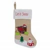 Northlight 19" Beige And Red Burlap "Let It Snow" Bird Christmas Stocking