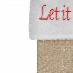 Northlight 19" Beige And Red Burlap "Let It Snow" Bird Christmas Stocking -Northlight Shop northlight j90442 2 09913.1608349775