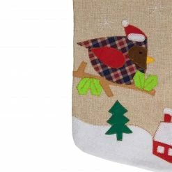 Northlight 19" Beige And Red Burlap "Let It Snow" Bird Christmas Stocking -Northlight Shop northlight j90442 3 38796.1603850823