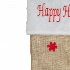 Northlight 19" Beige And Red Burlap "Happy Holidays" Forest Trees Christmas Stocking -Northlight Shop northlight j90443 2 sample 92776.1608349776