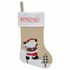 Northlight 19" Beige And Red Burlap "Ho Ho Ho" Santa Claus Christmas Stocking