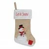 Northlight 19" Beige And Red Burlap "Let It Snow" Snowman Christmas Stocking