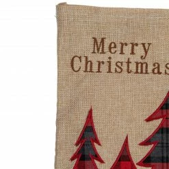 Northlight 19" Beige And Red Plaid Reindeer With Forest Trees Christmas Stocking -Northlight Shop northlight j90446 2 73810.1608349776