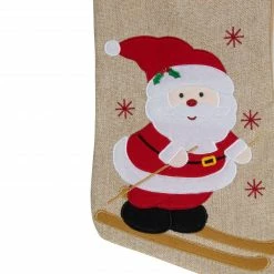 Northlight 19" Burlap Skiing Santa With Poles And Snowflakes Christmas Stocking -Northlight Shop northlight j90450 3 83943.1665433298